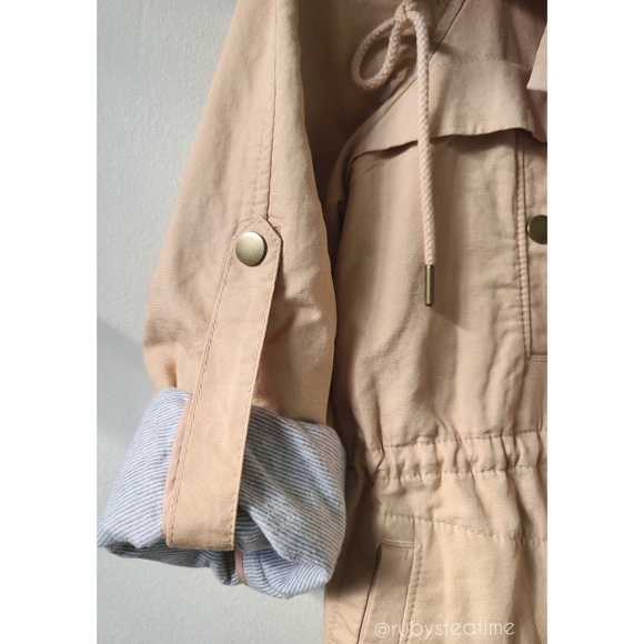 Parachute Utility Jacket Anorak, Cotton/ Linen Khaki Beige, LOFT, New with Tag - Picture 5 of 11